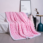 Women’s Reversible Blanket Soft Microfiber Cozy Geometric Pattern White Fluffy Throw