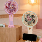 Portable Rechargeable Hand Fan for Women with Playful Horse Motif Multiple Speeds Compact Design