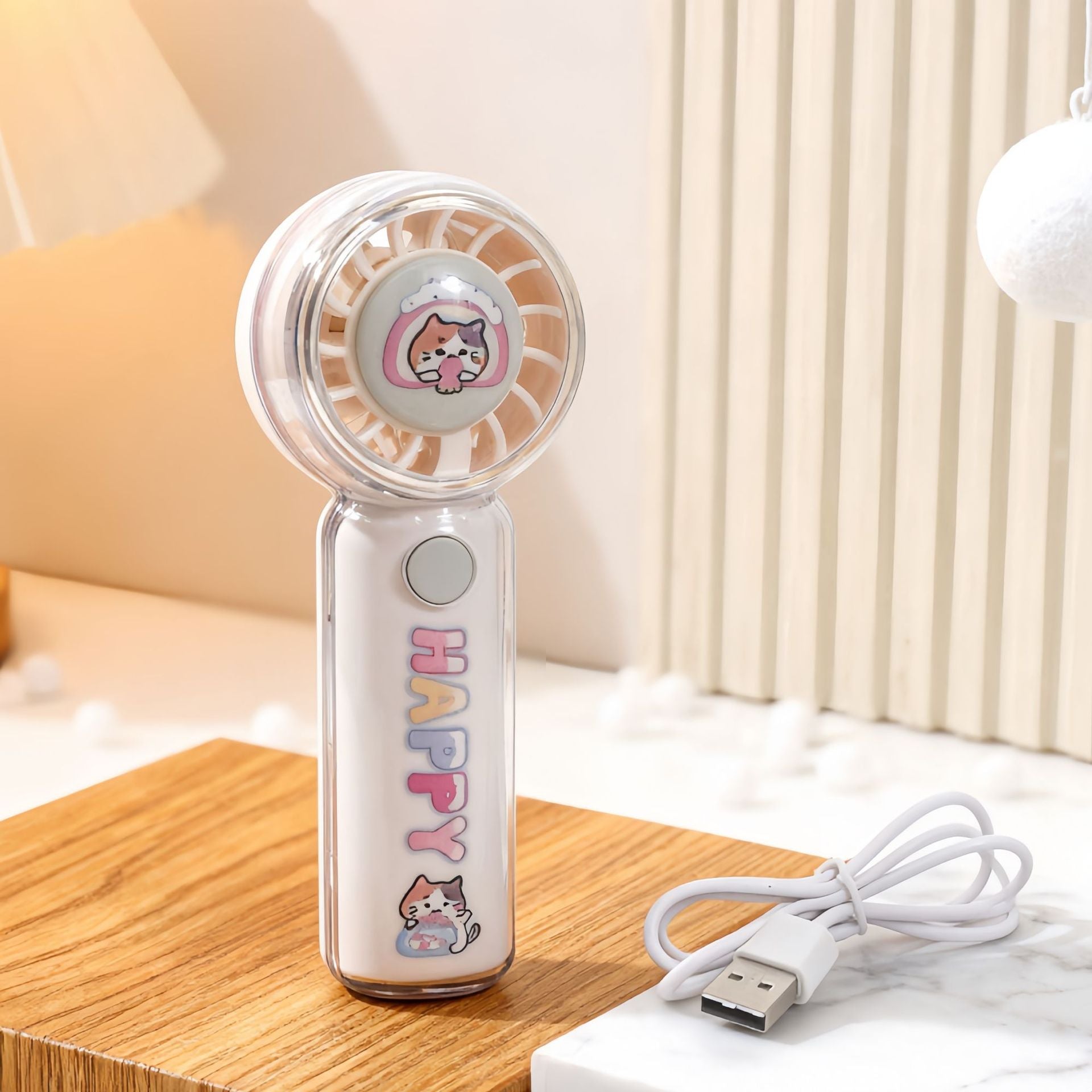 Portable Handheld Fan with Bear Design USB Rechargeable Lightweight Personal Fan