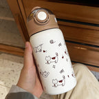 Unisex Water Bottle with Funny Cat Pattern Leak-Proof Flip-Top Lid Durable and Dishwasher Safe