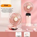 Foldable Rechargeable Hand Fan USB Portable Quiet Desk Fan with LED Display and Detachable Base
