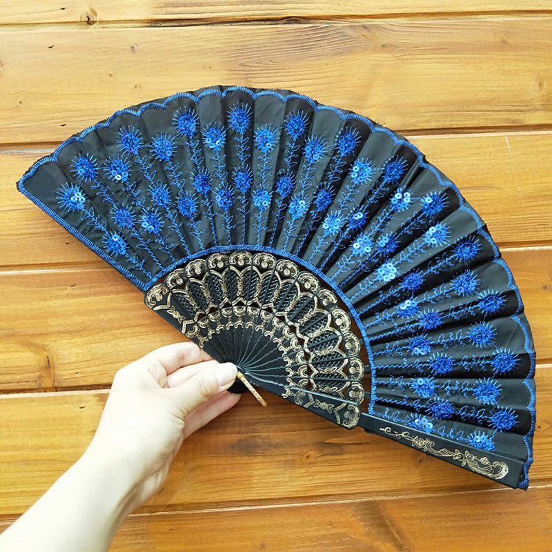 Handcrafted Ladies Fan with Exquisite Embroidery Lightweight Fabric Cooling Accessory