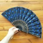 Women's Lace Fan High-Quality Breathable Fabric Artistic Floral Motifs