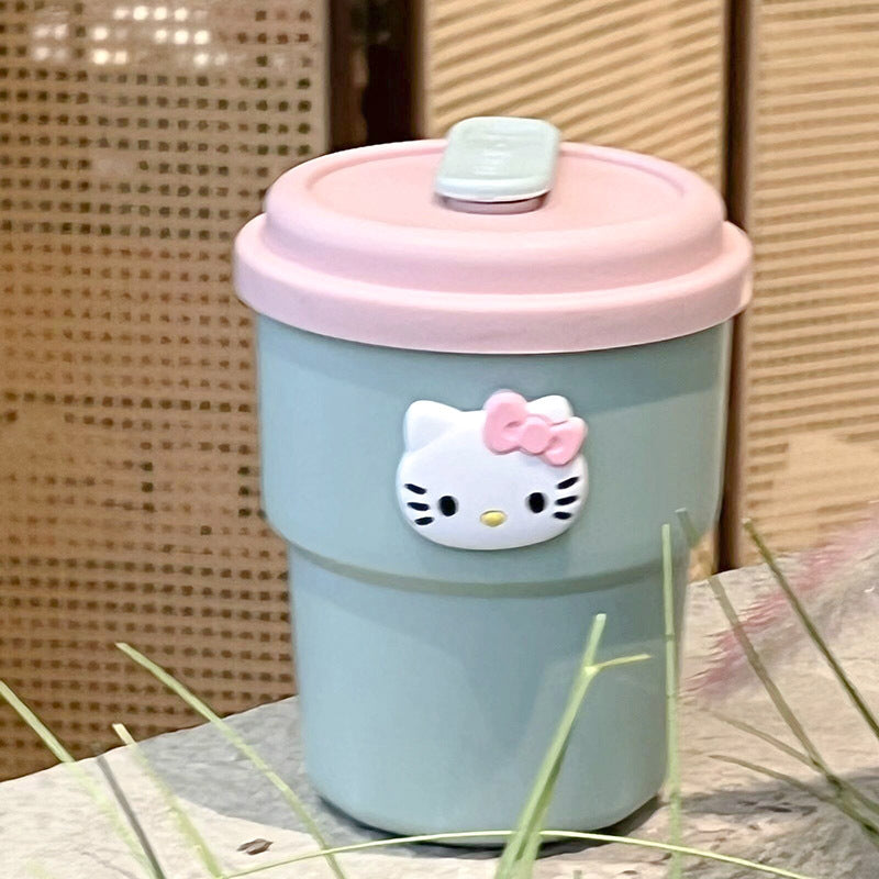 Reusable Drinking Cup with Straw BPA-Free Plastic Hello Kitty Design Compact Dishwasher Safe