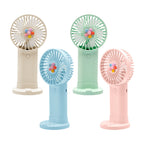 Portable Hand Fan Ladies Floral Design Rechargeable Battery Operated Quiet
