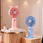 Portable Handheld Fan for Women with LED Light Ergonomic Design Compact Lightweight Battery Powered