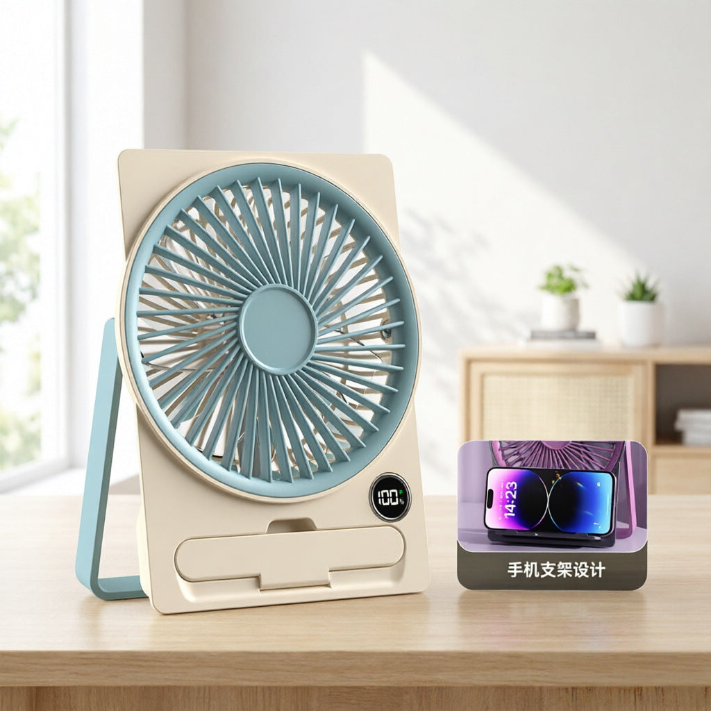 Ladies Table Fan Compact Quiet Operation Adjustable Tilt LED Display