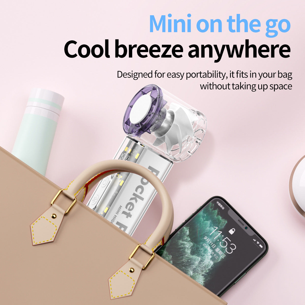 Portable High-Speed Mini Fan with LED Display and Night Light Compact Handheld Fan