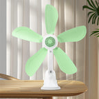 Women's Table Fan Blue Blades Adjustable Speeds Energy-Efficient Motor