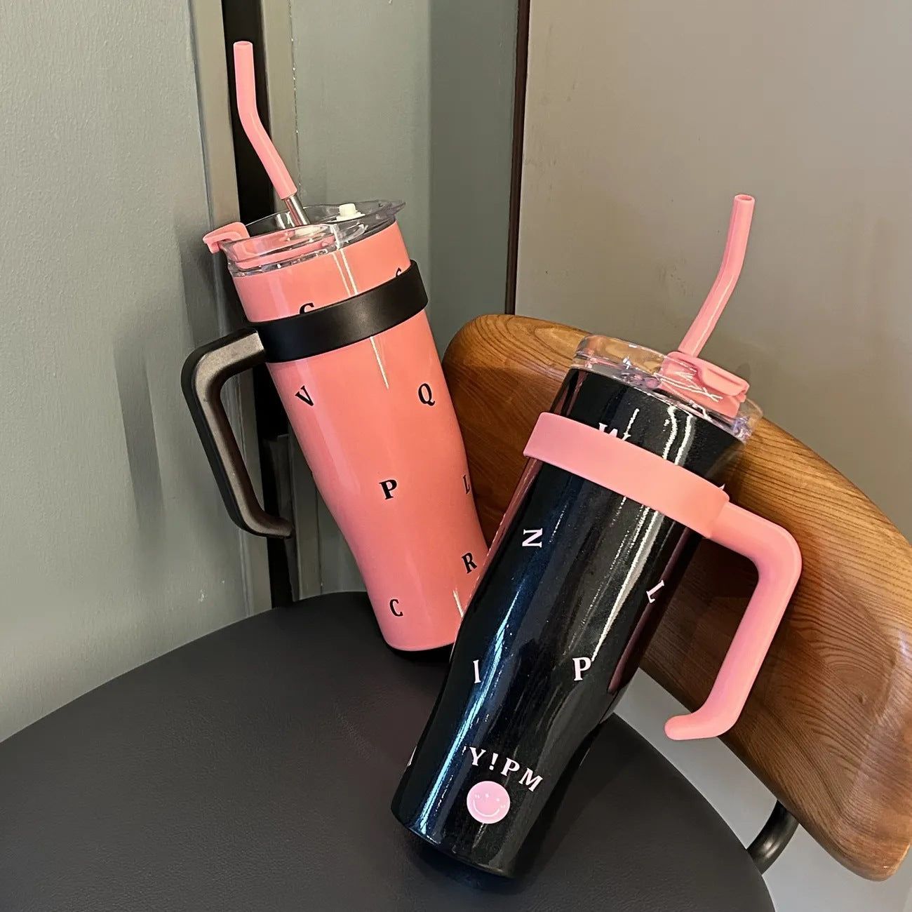 Women’s Insulated Water Bottle BPA-Free Plastic with Straw and Carry Handle