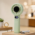 Portable USB Hand Fan Rechargeable with Digital LED Display Multi-Speed Control