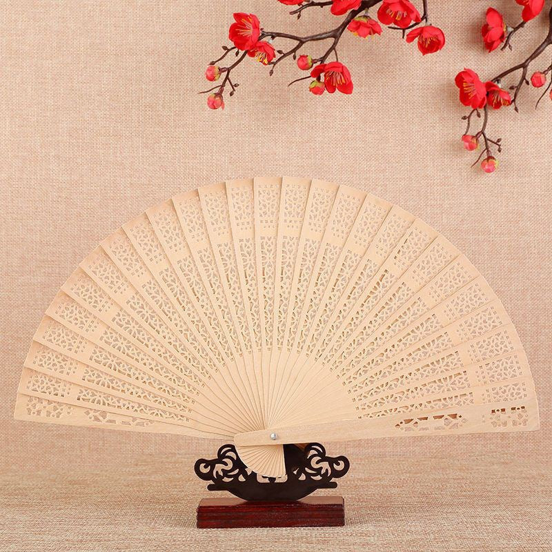 Women's Handcrafted Bamboo Fan Elegant Portable Folding Fan for Weddings and Festivals