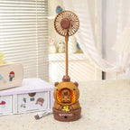 Portable Table Fan USB Powered Cute Bear Design Adjustable Speeds Compact Quiet Operation