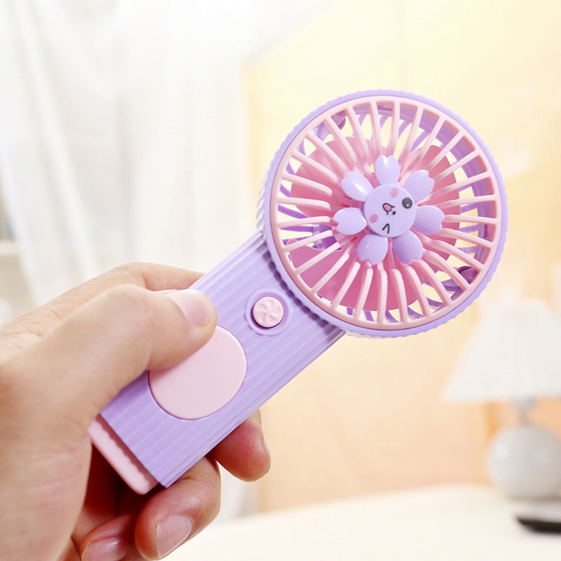 Portable Mini Hand Fan USB Rechargeable Lightweight Quiet Operation with Flower Design