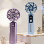 Portable High-Speed USB Charging Fan with LCD Display Compact Handheld Personal Cooling Fan for Women