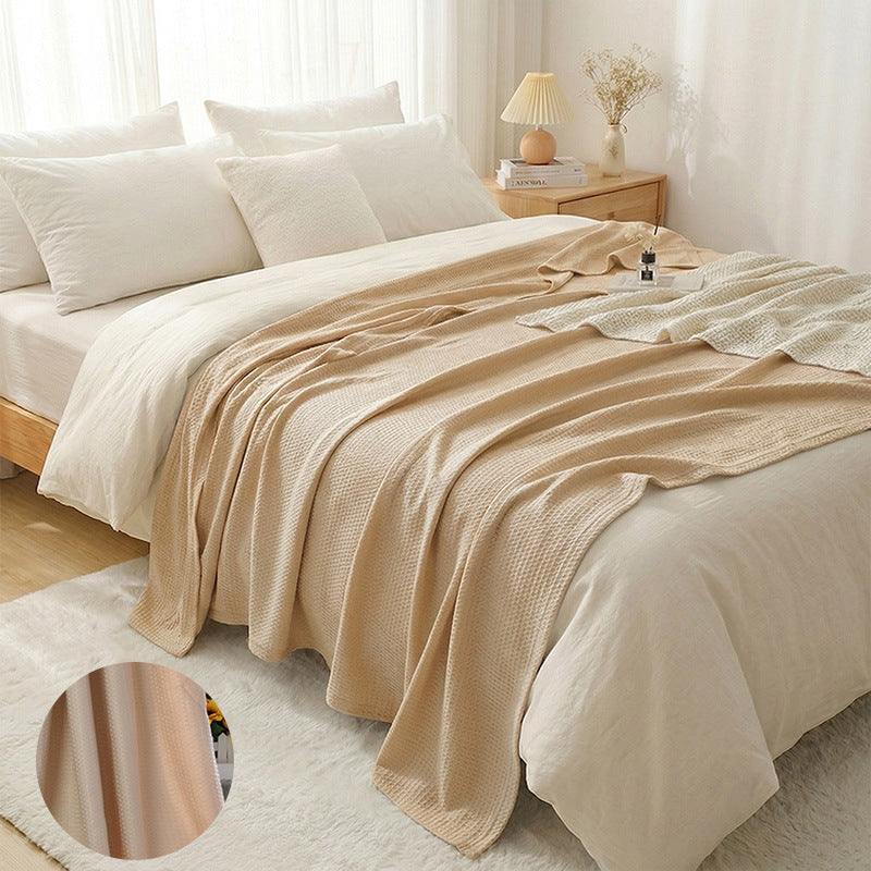 Bowlift Cotton Waffle Knit Throw Blanket Lightweight Breathable Cozy Bed Throw