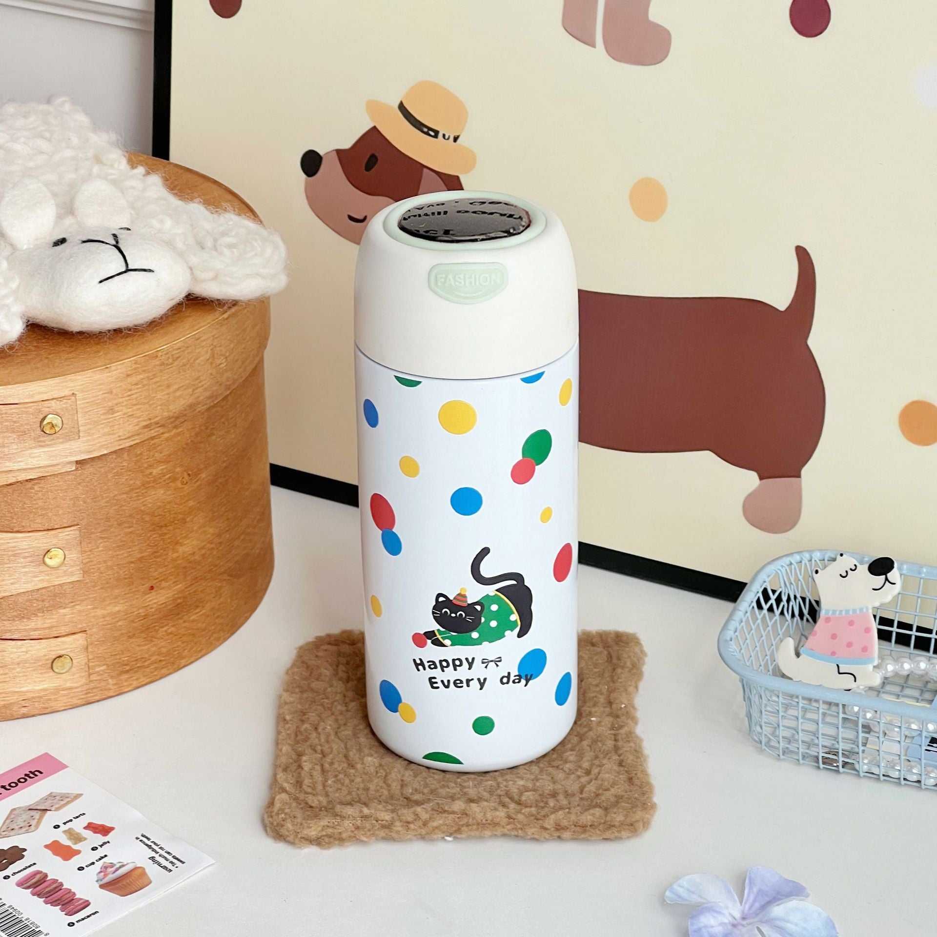 Women Insulated Water Bottle Leak-Proof Playful Animal Design Hot Cold Thermos