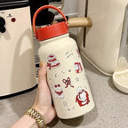 Insulated Stainless Steel Water Bottle for Women with Animal Design and Flip Lid