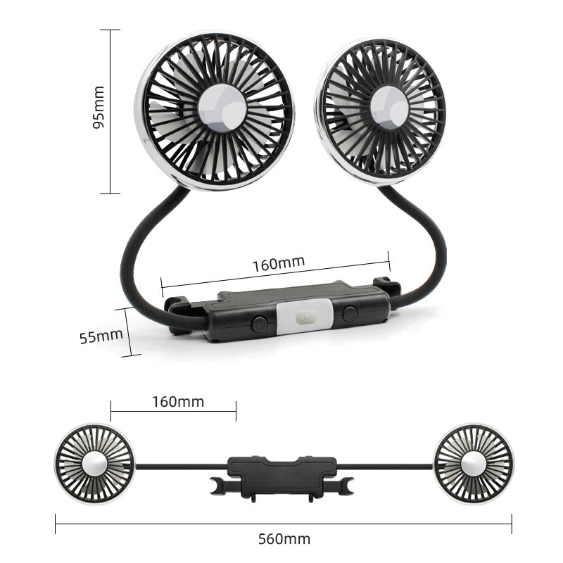 Dual-Function Rechargeable Clip-On Fan with Dual Heads Portable Personal Cooling Fan