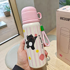 Women's Insulated Water Bottle BPA-Free Plastic Double Wall Leak-Proof Lid with Carry Handle and Animal Design