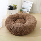 Pet Bed Soft Plush Round Shape Non-Slip Bottom for Cats and Small Dogs