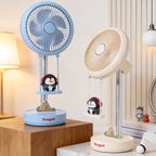 Portable Table Fan with Cute Penguin Design USB Rechargeable Compact Desk Fan