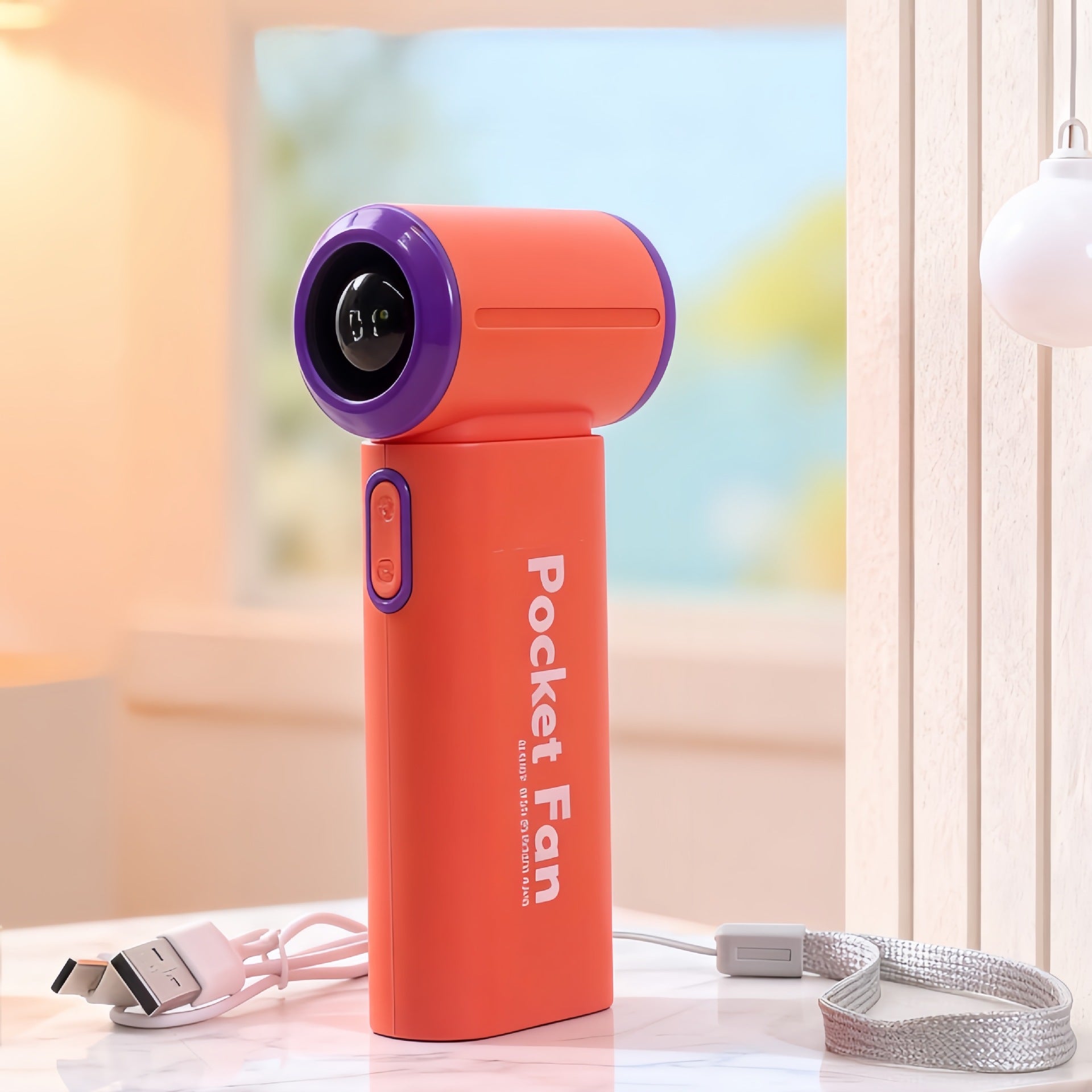 Portable Mini Fan with LED Display USB Rechargeable Compact Lightweight Unisex
