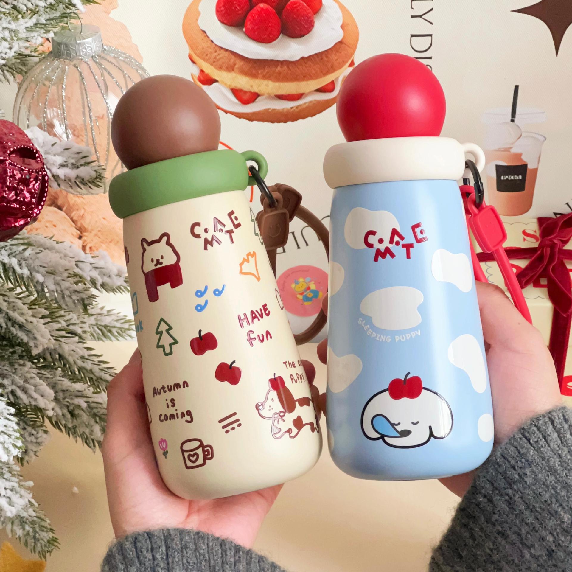 Women’s Water Bottle with Creative Lid Funny Design Leak-Proof Portable Durable