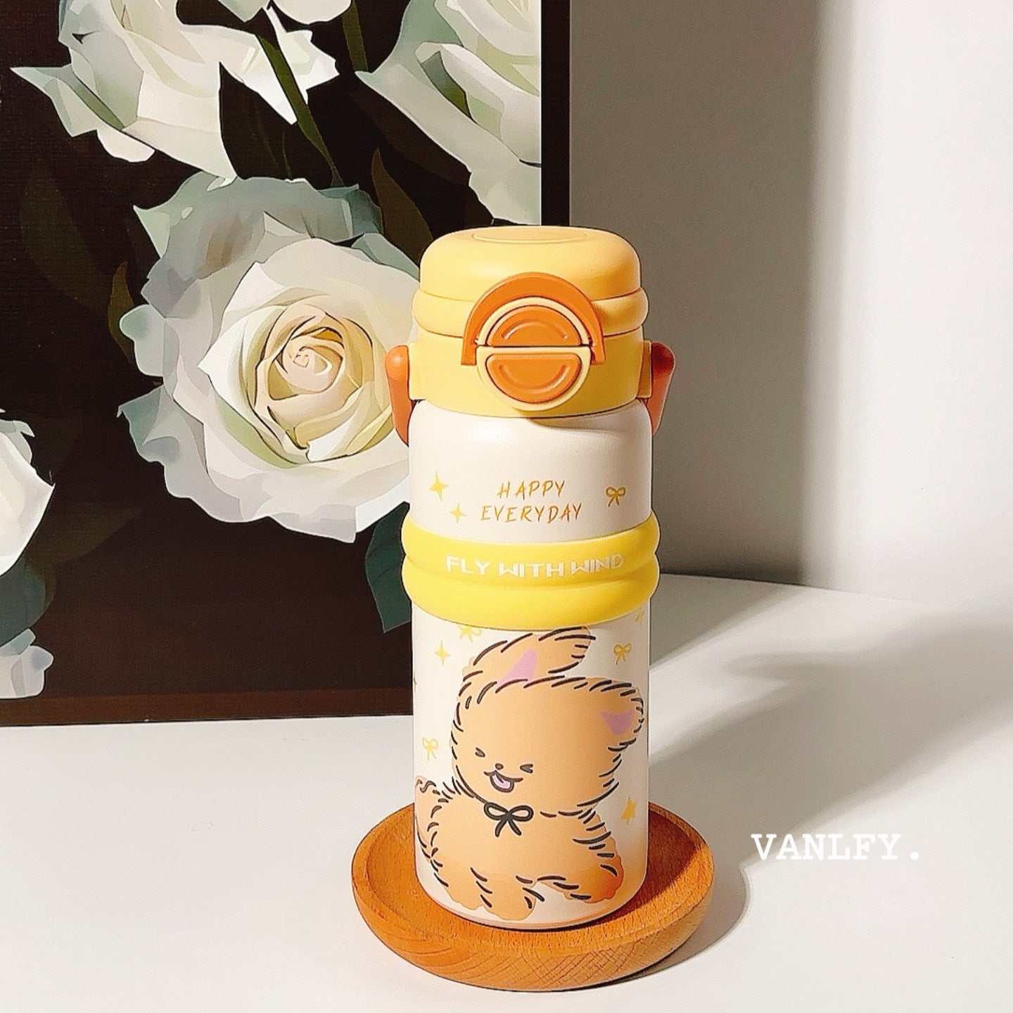 Women’s Insulated BPA-Free Plastic Water Bottle with Flip Cap and Cute Animal Design