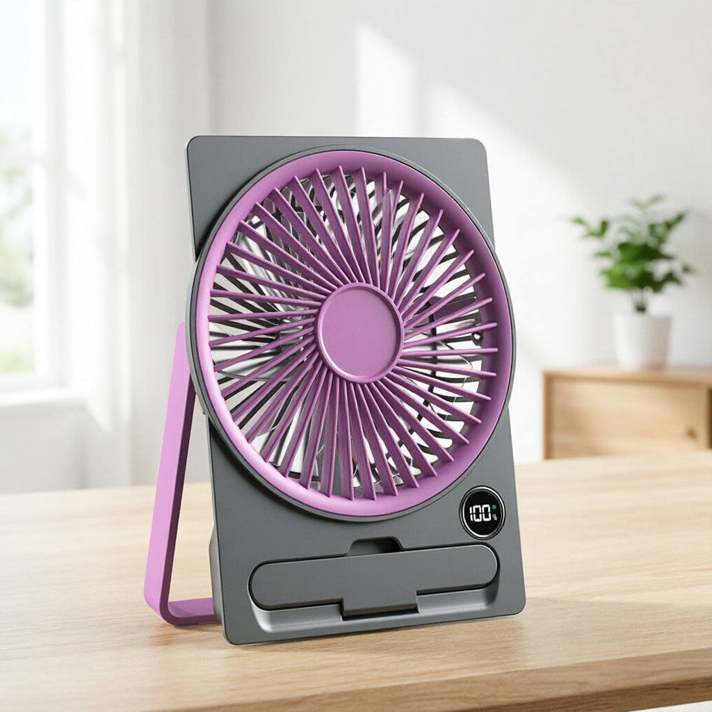 Ladies Table Fan Compact Quiet Operation Adjustable Tilt LED Display