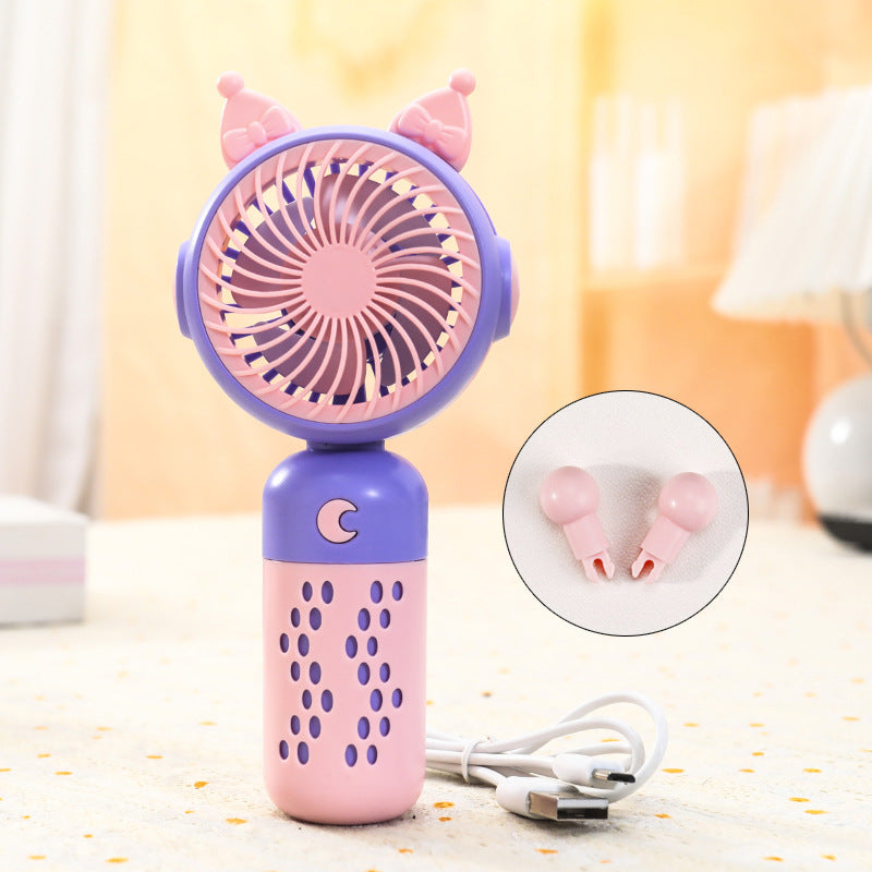 Portable Hand Fan USB Rechargeable Compact Cute Cat Design for Women