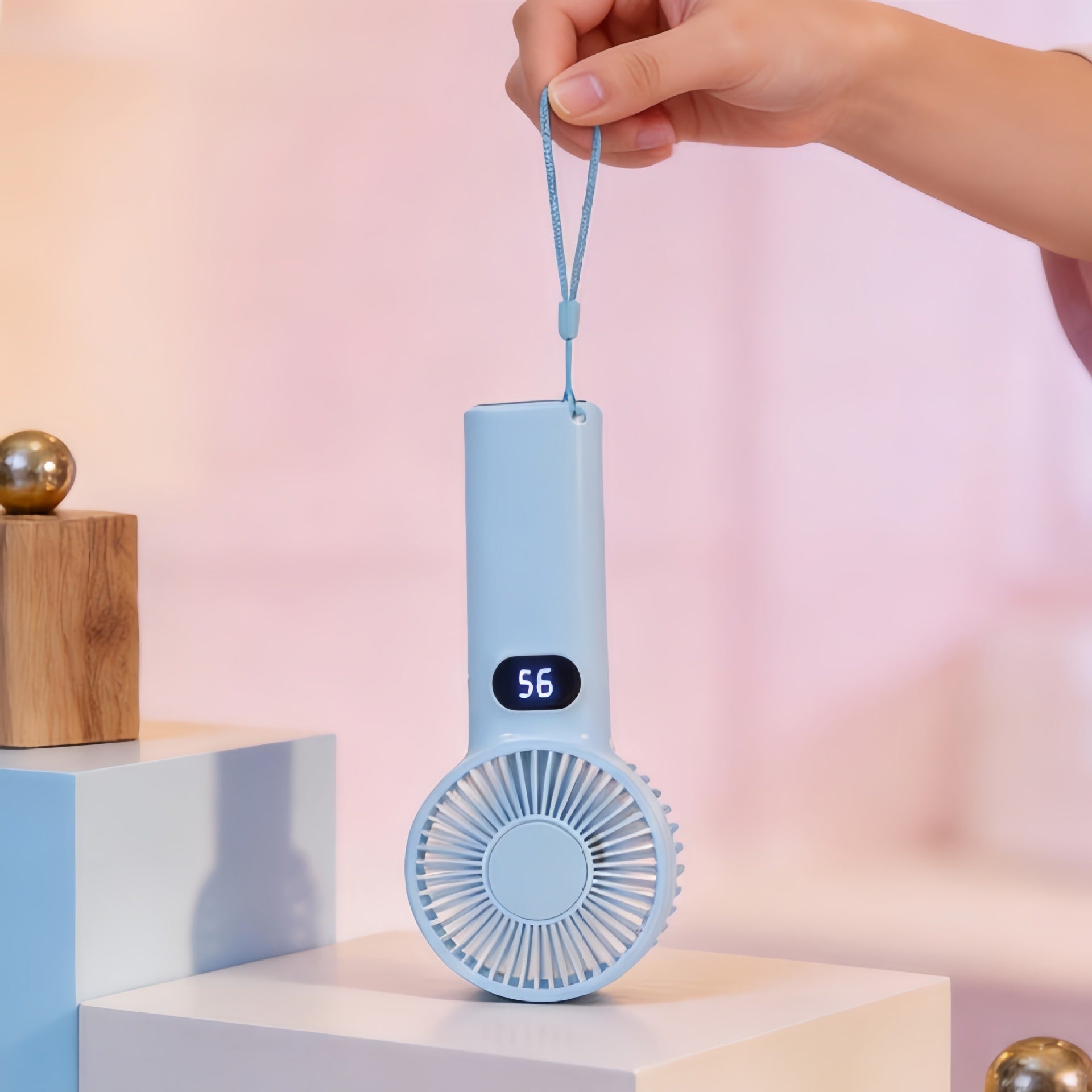 Portable Handheld Fan with Digital Speed Display USB Rechargeable Lightweight Personal Fan