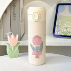Insulated Stainless Steel Water Bottle with Floral Design Double Wall Vacuum for Women