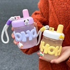 Women’s BPA-Free Plastic Water Bottle with Integrated Carrying Loop and Screw Cap Splash Guard