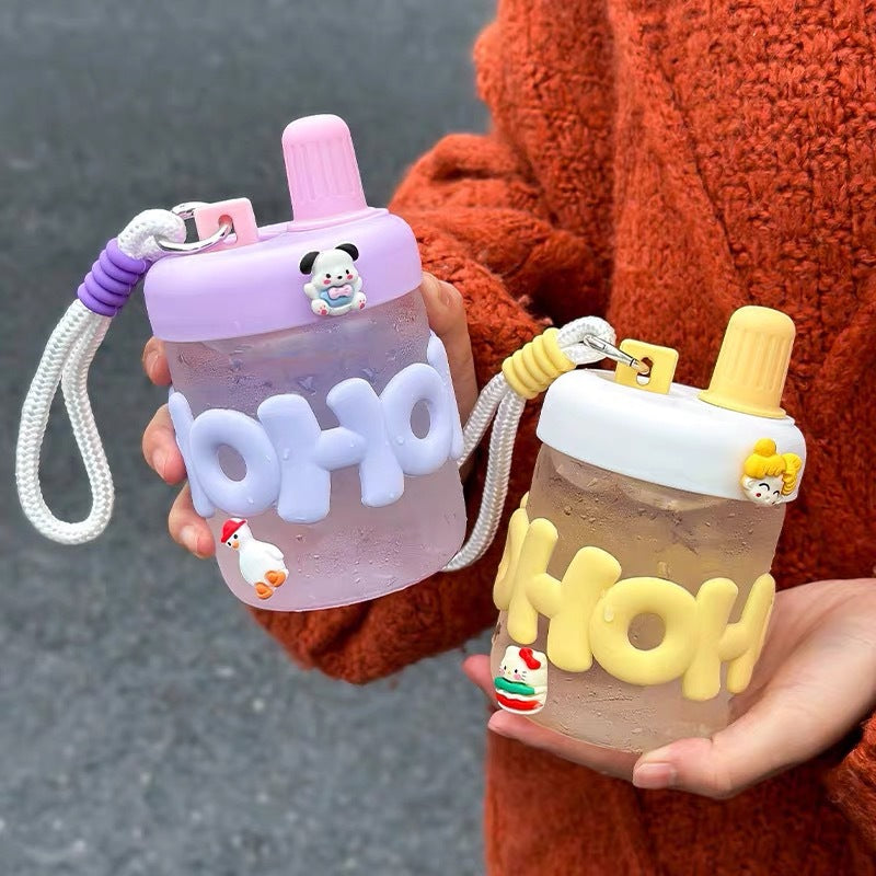 Women’s BPA-Free Plastic Water Bottle with Integrated Carrying Loop and Screw Cap Splash Guard
