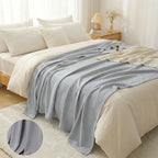 Bowlift Cotton Waffle Knit Throw Blanket Lightweight Breathable Cozy Bed Throw