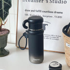 Insulated Plastic Water Bottle for Women Leak-Proof Hot Cold Drink Container with Handle and Cheerful Design