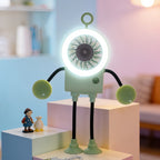 Creative Table Fan with LED Light and Ergonomic Flexible Legs Compact Portable Cooling Fan for Desk or Nightstand