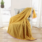 Brehn Ladies Soft Cable Knit Snuggle Blanket Cozy Throw for Home and Outdoors