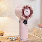 Portable USB Hand Fan with LCD Display Rechargeable Adjustable Speed Portable Cooling Fan