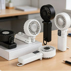 Portable Clip-On Cooling Fan USB Rechargeable Adjustable Speed with Digital Display