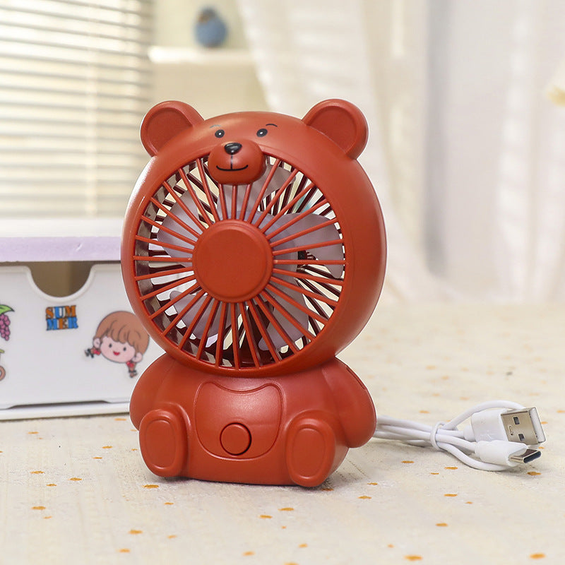 Portable Rechargeable Bear Table Fan USB Quiet Motor Child-Friendly Design