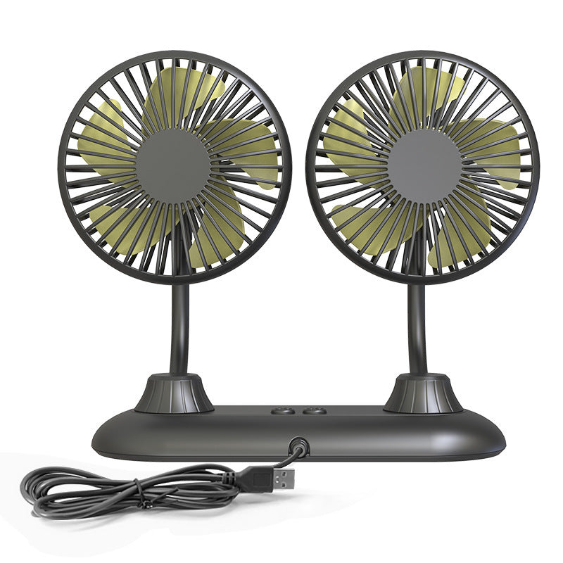 Dual Adjustable USB Powered Desktop Fan with Flexible Heads Quiet Portable Cooling