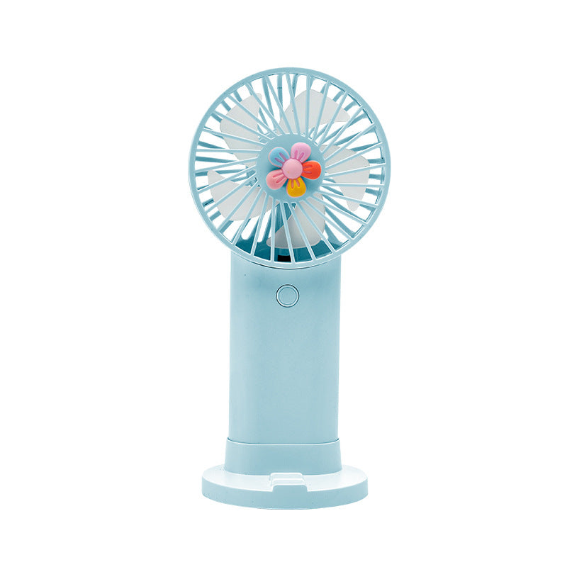 Portable Hand Fan Ladies Floral Design Rechargeable Battery Operated Quiet