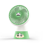 Portable Table Fan Battery Operated Panda Design 3-Speed Lightweight