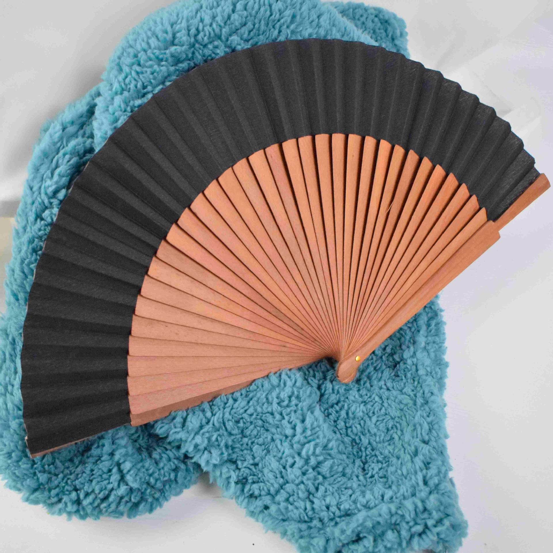 Ladies Elegant Hand Fan Eco-Friendly Paper Wooden Frame Lightweight Portable