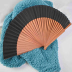 Ladies Folding Hand Fan Wooden Frame Paper Stylish Portable Accessory