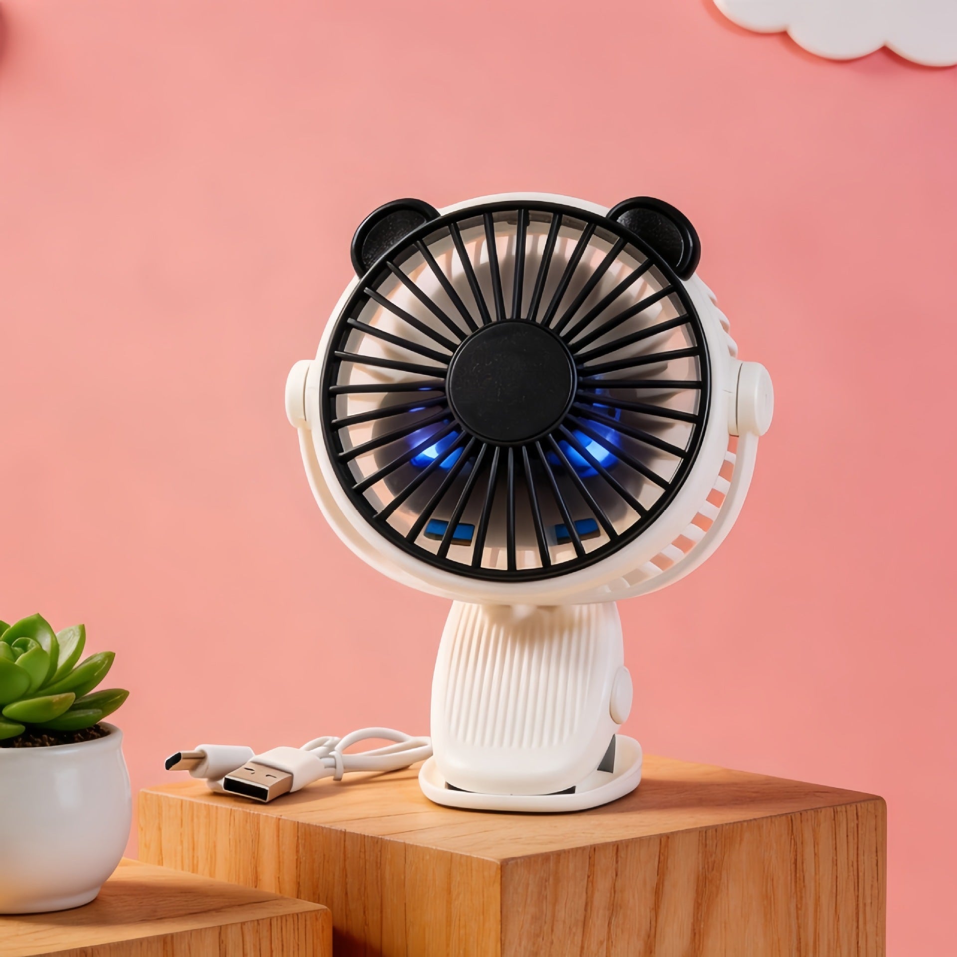 Portable USB Fan with Flexible Tilt Adjustable Compact Desk Fan for Home Office