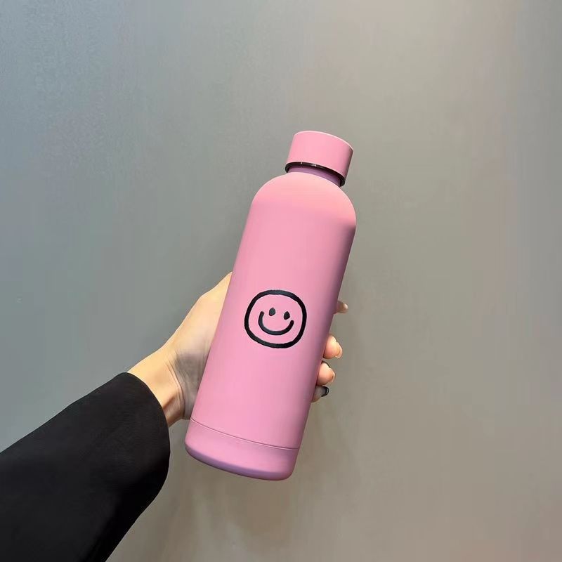 Ladies Stainless Steel Insulated Water Bottle 500ml Leak-Proof Smile Design