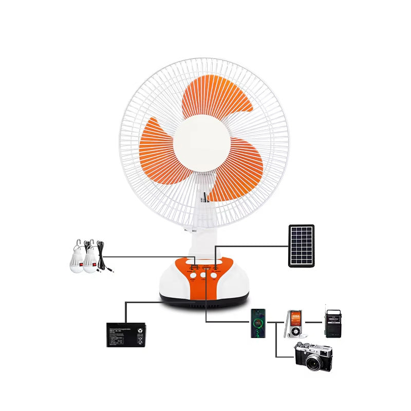 Harrow Solar-Powered Table Fan Portable USB Rechargeable Unisex Cooling Fan
